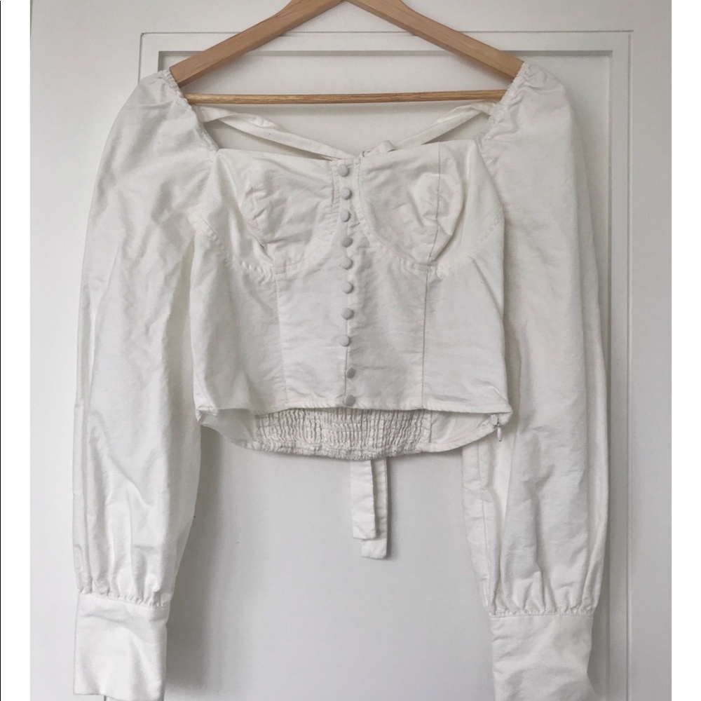 Moon River white cotton puff sleeved top